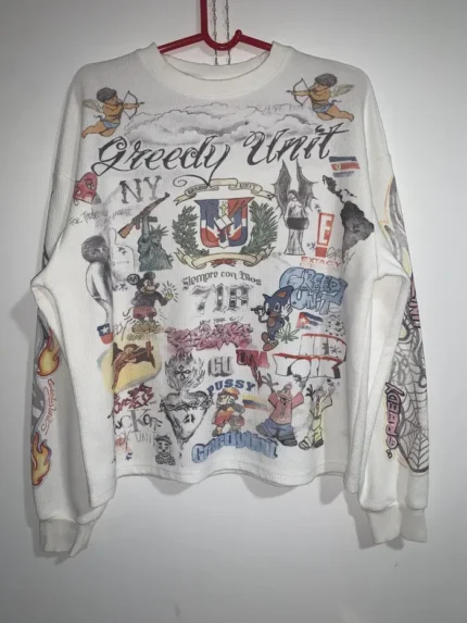 Greedy unit allover print (og white version)